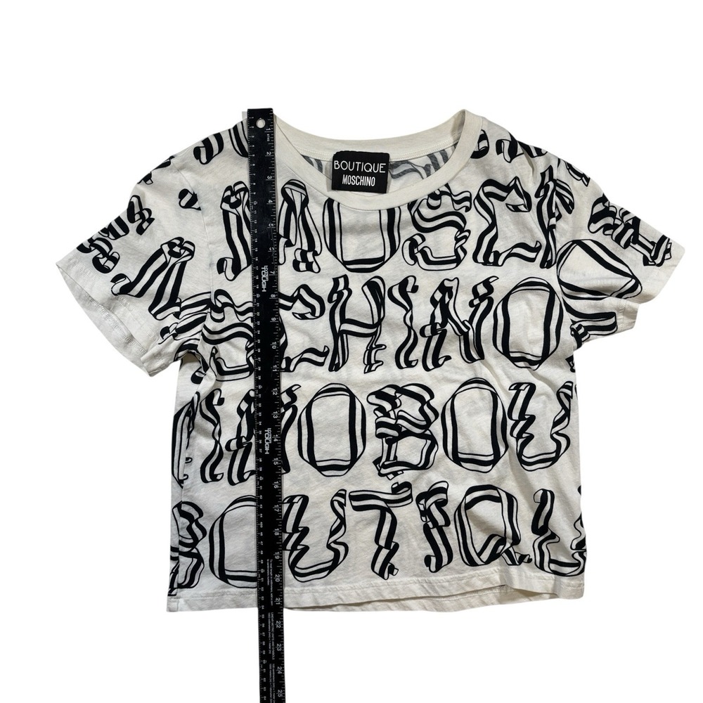 Moschino Boutique White Ribbon Logo All Over Tshirt‎ US 6 - Picture 4 of 8